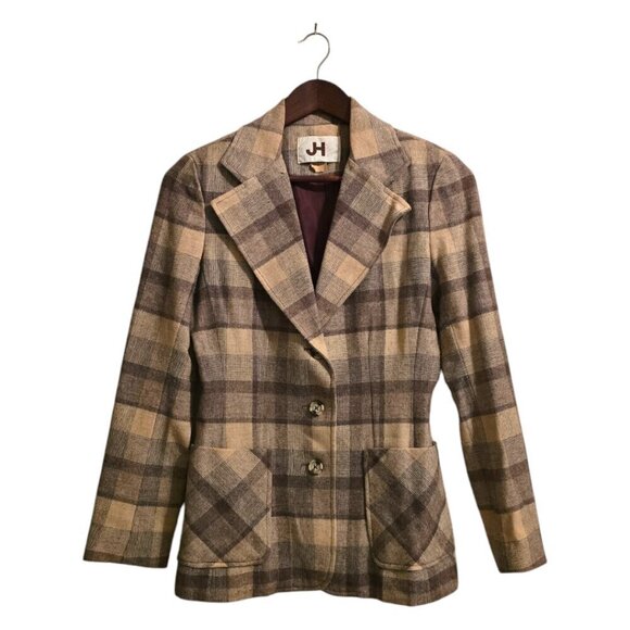 JH Collectibles Vintage Wool Plaid Single Breasted Blazer Sz 4 - Picture 1 of 11